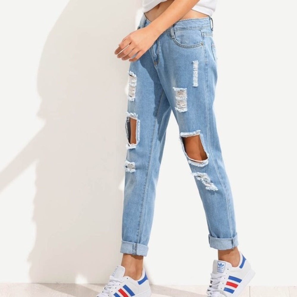 Ripped Boyfriend Jeans, Highway Size 7 Jrs